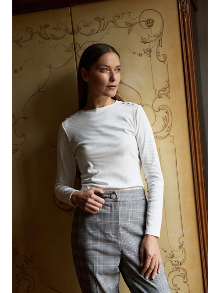 Moodo Bavlněná halenka s dlouhými rukávy bílá Moodo