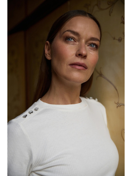 Moodo Bavlněná halenka s dlouhými rukávy bílá Moodo