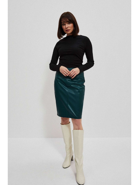 Moodo Přiléhavá černá žebrovaná halenka s dlouhým rukávem Moodo