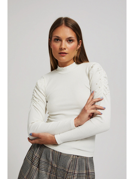 Moodo Blůzka s nadýchané rukávy perleťová Moodo