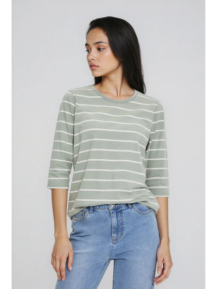 Moodo Olive Green Striped Blouse Moodo