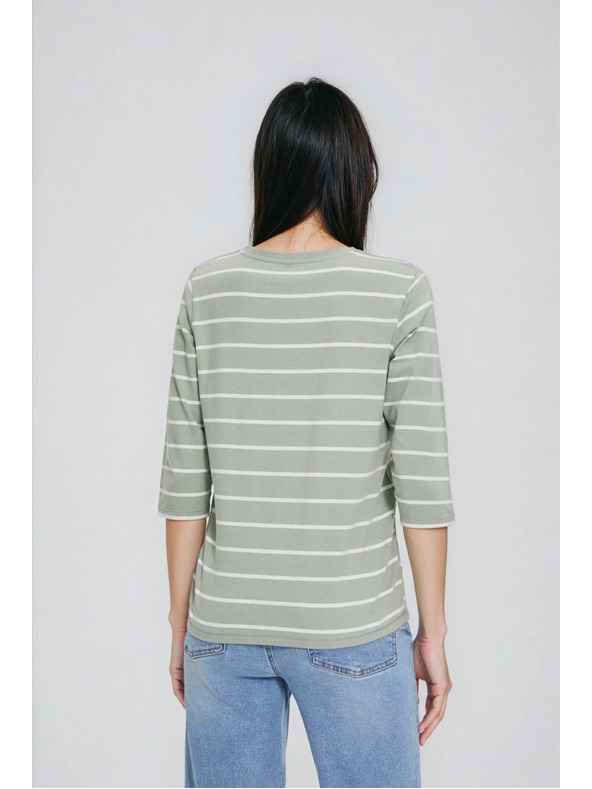 Moodo Olive Green Striped Blouse Moodo