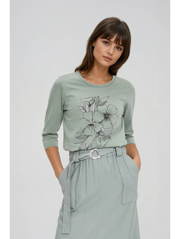 Moodo Halenka s květinovým potiskem olivová Moodo