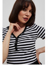Moodo Bavlněné tričko pruhované černé Moodo