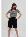 Moodo Bavlněné tričko pruhované černé Moodo