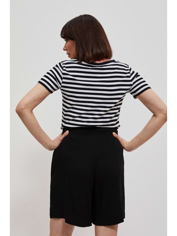Moodo Bavlněné tričko pruhované černé Moodo