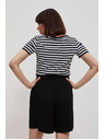 Moodo Bavlněné tričko pruhované černé Moodo