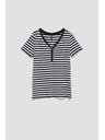 Moodo Bavlněné tričko pruhované černé Moodo