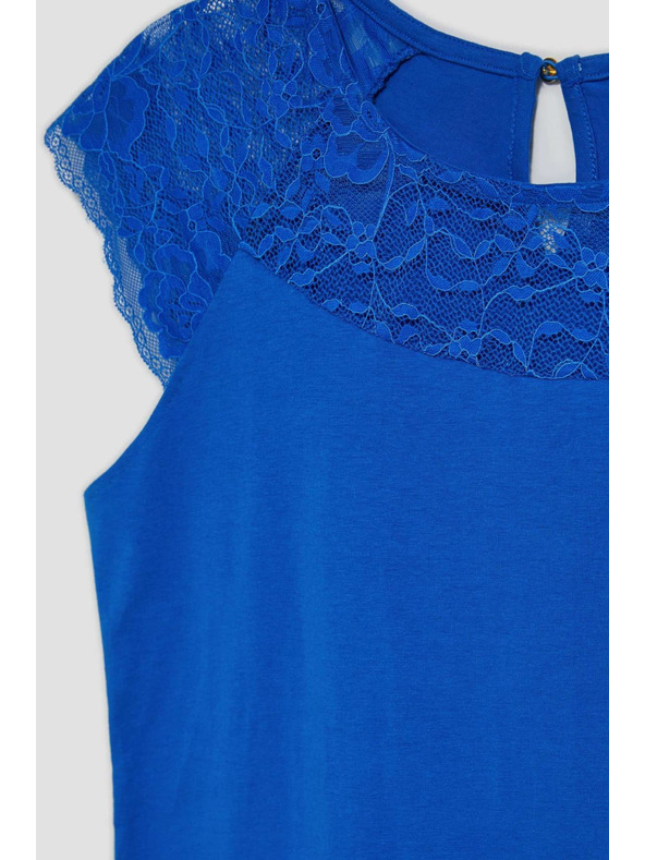 Moodo Modré tričko s krajkou Moodo