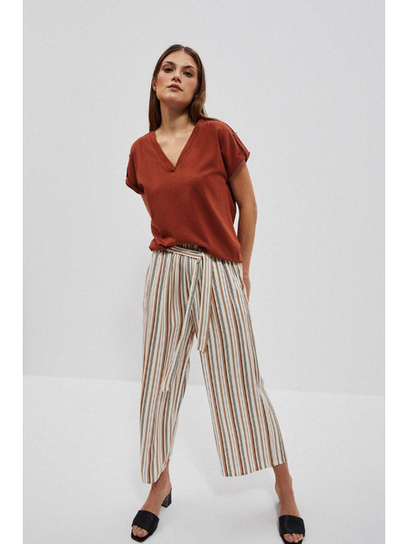 Moodo Blůzka s výstřihem do véčka hnědá Moodo