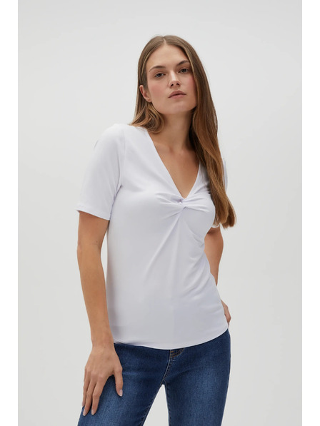 Moodo Bílá halenka s ozdobným výstřihem Moodo