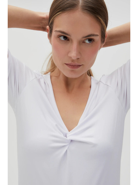 Moodo Bílá halenka s ozdobným výstřihem Moodo