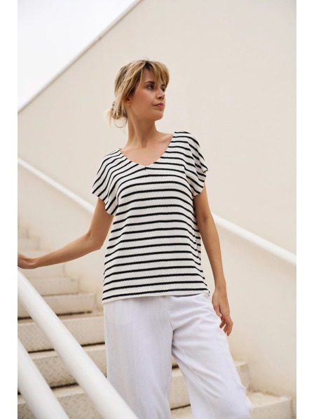 Moodo White Striped Blouse Moodo