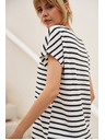 Moodo White Striped Blouse Moodo