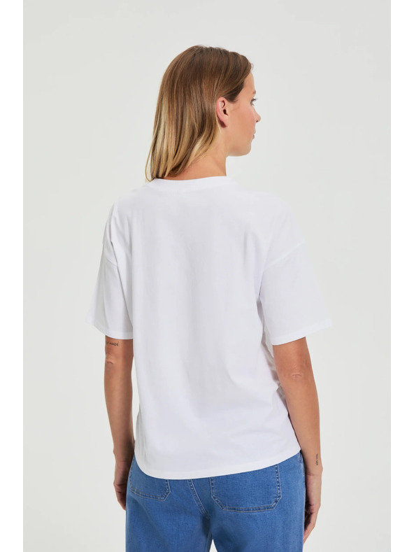 Moodo Bavlněné tričko s potiskem bílé Moodo