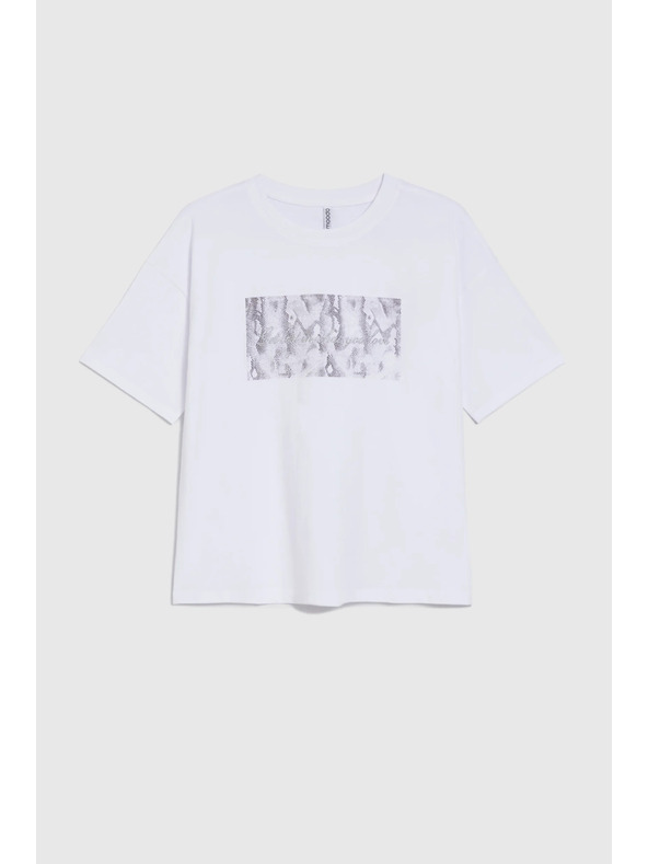 Moodo Bavlněné tričko s potiskem bílé Moodo