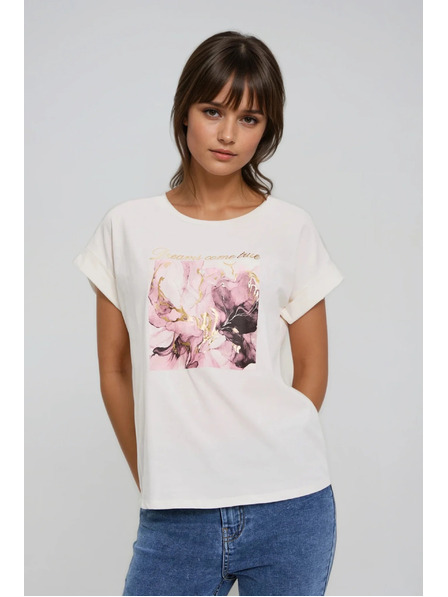 Moodo Tričko s potiskem ecru Moodo