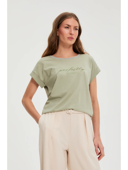 Moodo Olivová halenka s nápisem Moodo