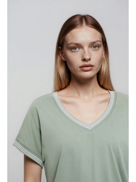 Moodo Blůzka z bavlny olivová Moodo