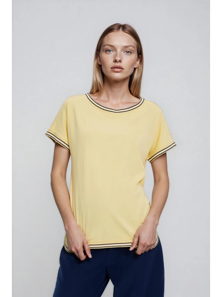 Moodo Žlutá halenka s ozdobným lemováním Moodo