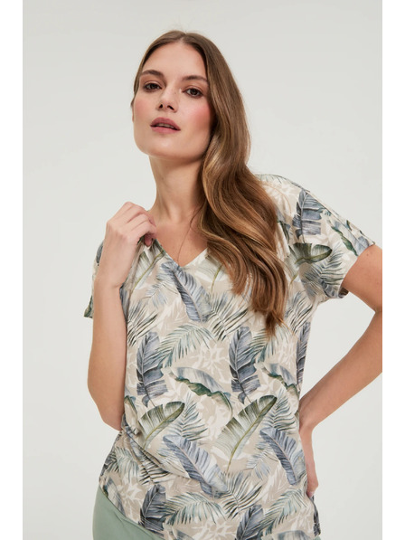 Moodo Blůzka s výstřihem do véčka béžová Moodo