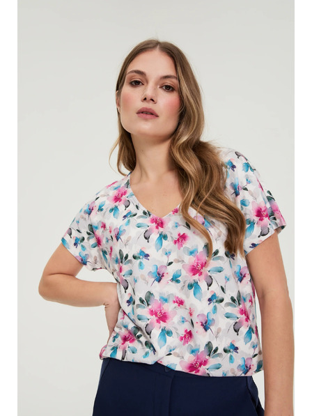 Moodo Blůzka s výstřihem do véčka bílá Moodo