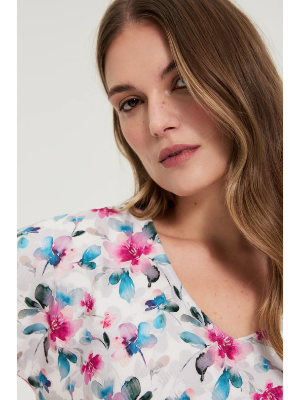 Moodo Blůzka s výstřihem do véčka bílá Moodo