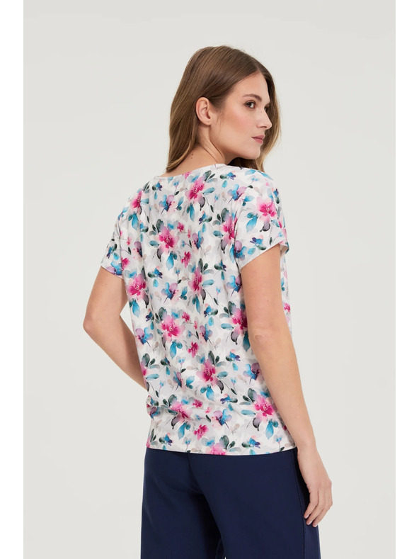 Moodo Blůzka s výstřihem do véčka bílá Moodo