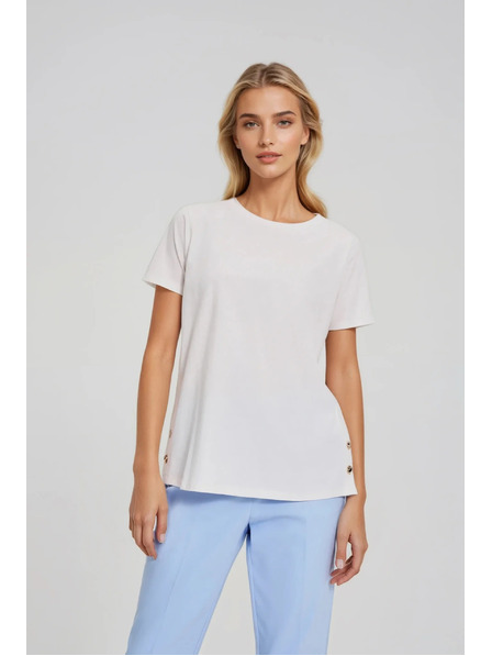 Moodo Bílá halenka s ozdobnými knoflíky Moodo