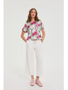 Moodo Olive Green Floral Blouse with Tie Moodo