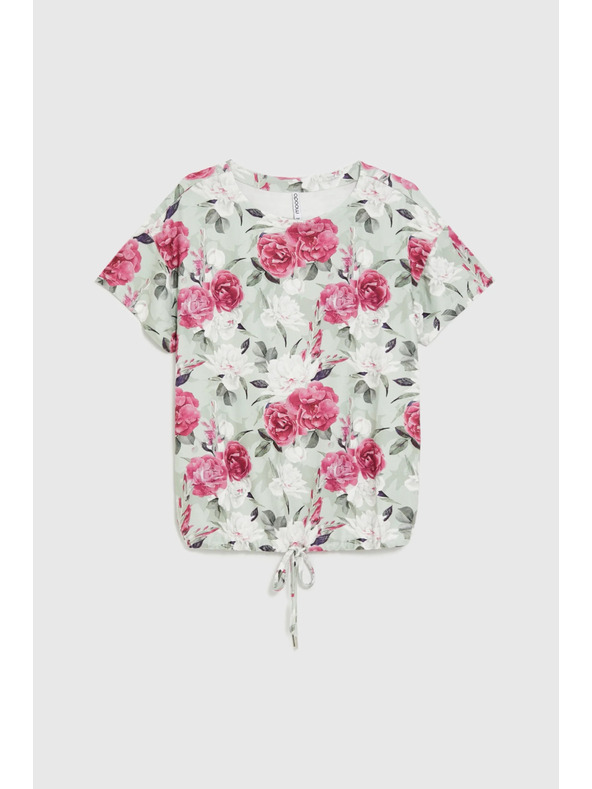 Moodo Olive Green Floral Blouse with Tie Moodo