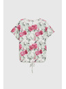 Moodo Olive Green Floral Blouse with Tie Moodo