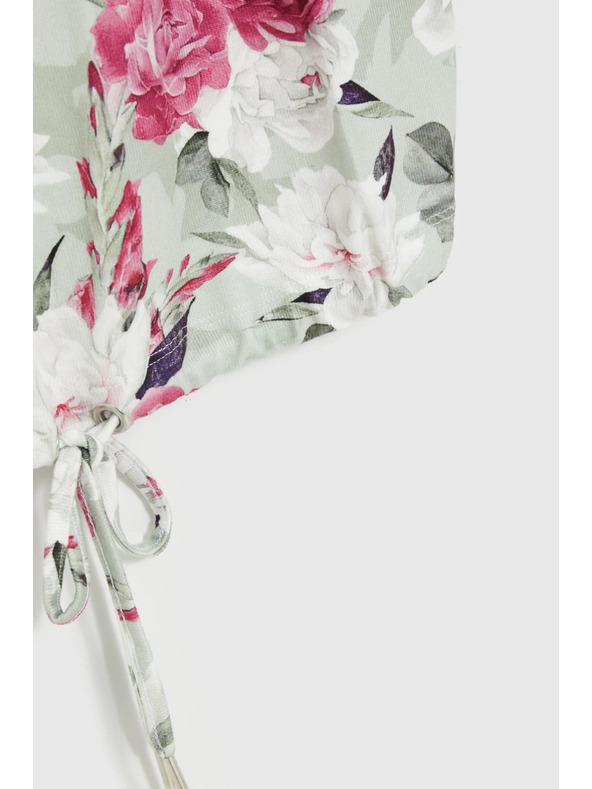 Moodo Olive Green Floral Blouse with Tie Moodo