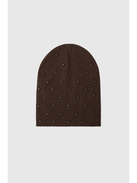 Moodo Čepice s korálky hnědá Moodo