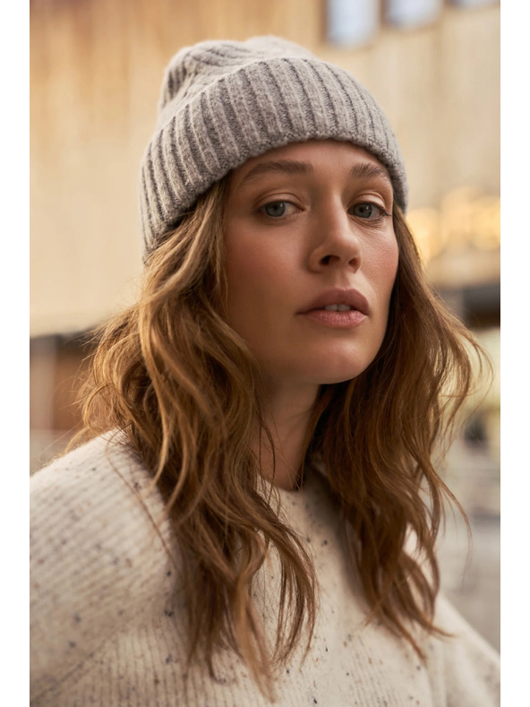 Moodo Čepice z vlny světle šedá Moodo