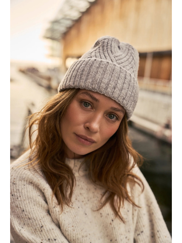 Moodo Čepice z vlny světle šedá Moodo