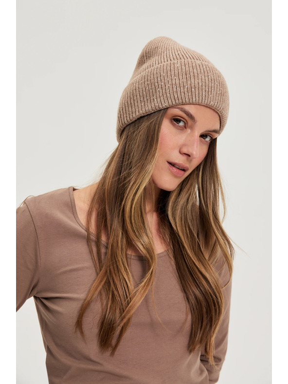 Moodo Čepice s flitry béžová Moodo