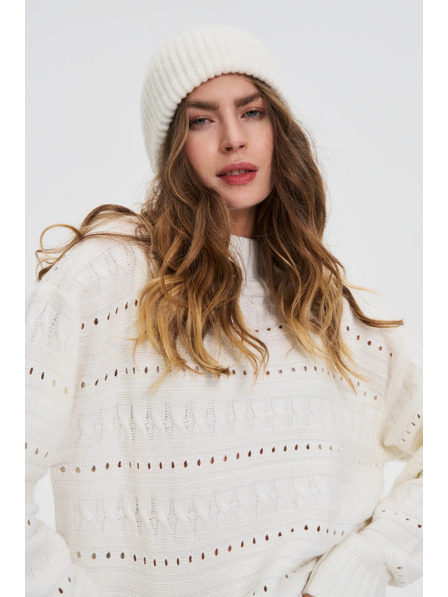 Moodo Čepice s příměsí vlny bílá Moodo