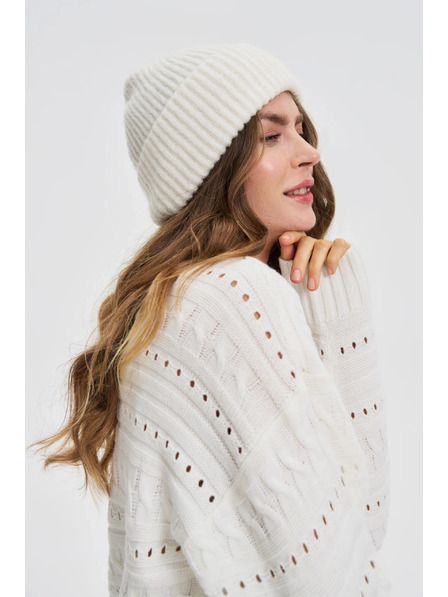 Moodo Čepice s příměsí vlny bílá Moodo