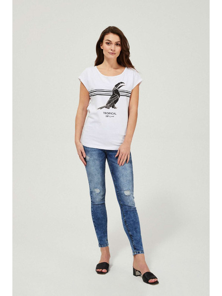 Moodo Úzké džíny se středním pasem s oděrkami modré Moodo