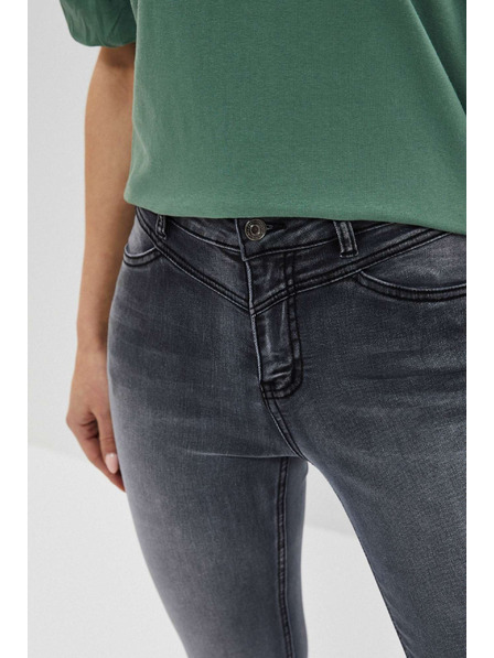 Moodo Grafitové džíny high waist s oděrkami na stehnech Moodo