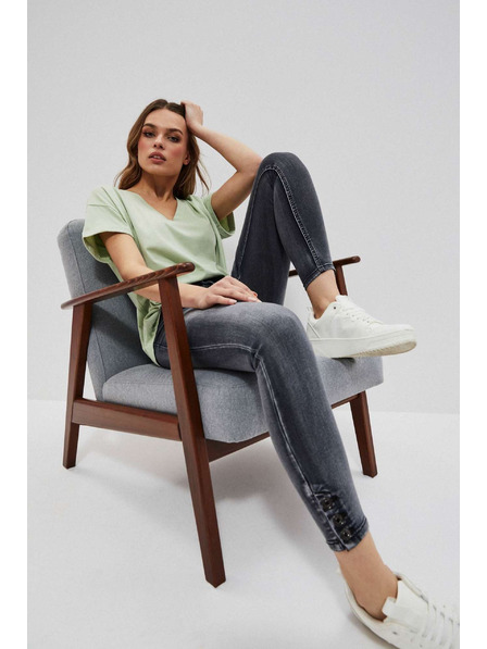 Moodo Skinny džíny s středním pasem s oděrkami grafitové Moodo