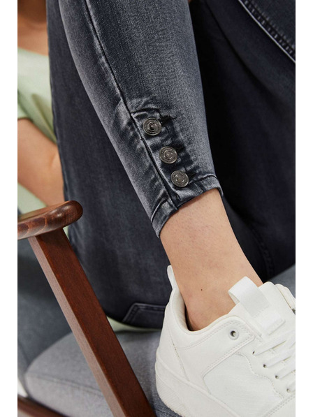 Moodo Skinny džíny s středním pasem s oděrkami grafitové Moodo