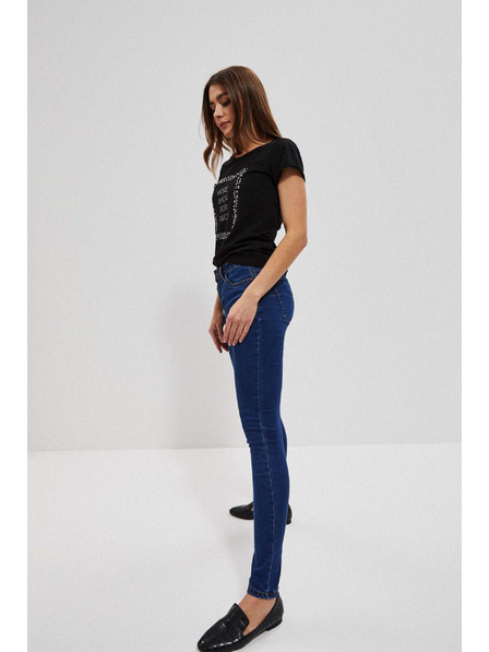 Moodo Džíny push up s knoflíky tmavě modré Moodo