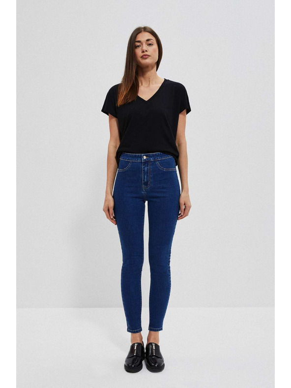 Moodo Džíny s vysokým pasem modré Moodo