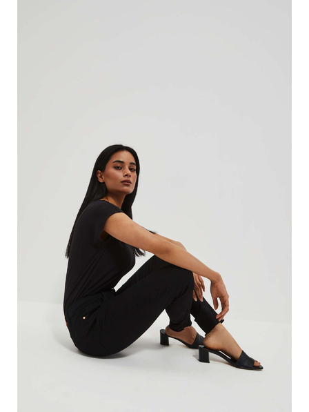 Moodo Skinny džíny s roztřepenými nohavicemi push up černé Moodo