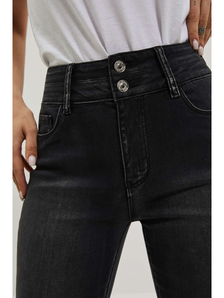 Moodo Skinny džíny s dvojitým knoflíkem grafitové Moodo