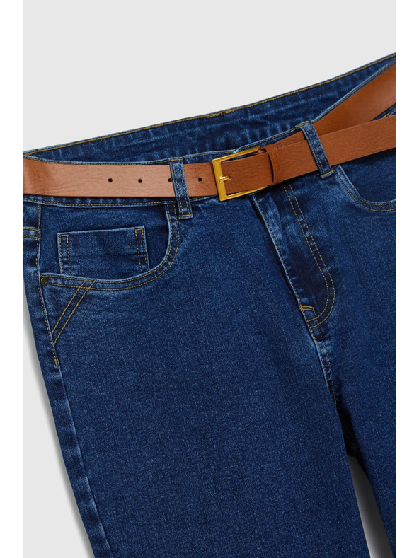 Moodo Tmavě modré džíny s páskem Moodo