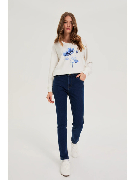 Moodo Tmavě modré džíny s rovnými nohavicemi Moodo