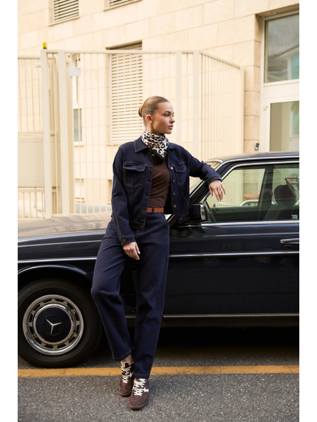 Moodo Tmavě tmavě modré džíny s páskem Moodo